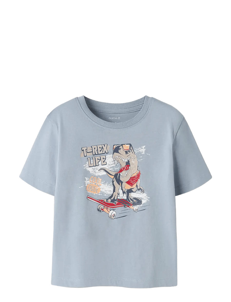 name it - NMMVANYO 2P SS NREG TOP - lyhythihaiset t-paidat - blue fog - 2