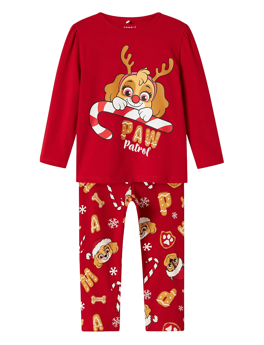 name it - NMFSARBA PAW LS NIGHTSET CPLG - leggings - barbados cherry - 1