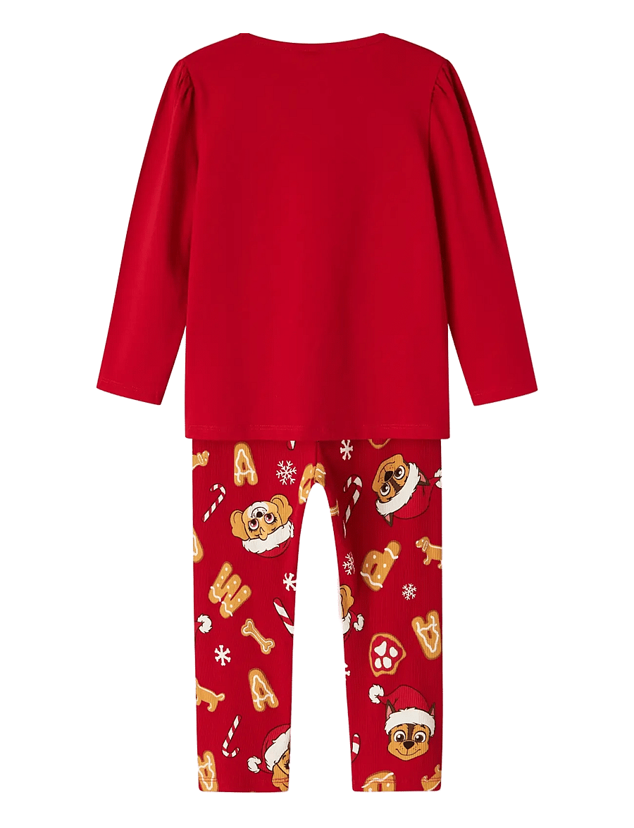 name it - NMFSARBA PAW LS NIGHTSET CPLG - leggings - barbados cherry - 2