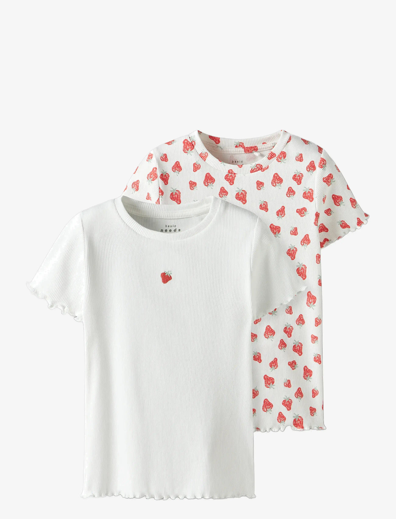 name it - NMFVEMMA 2P AOP SS SLIM TOP - efterårstøj - bright white - 0