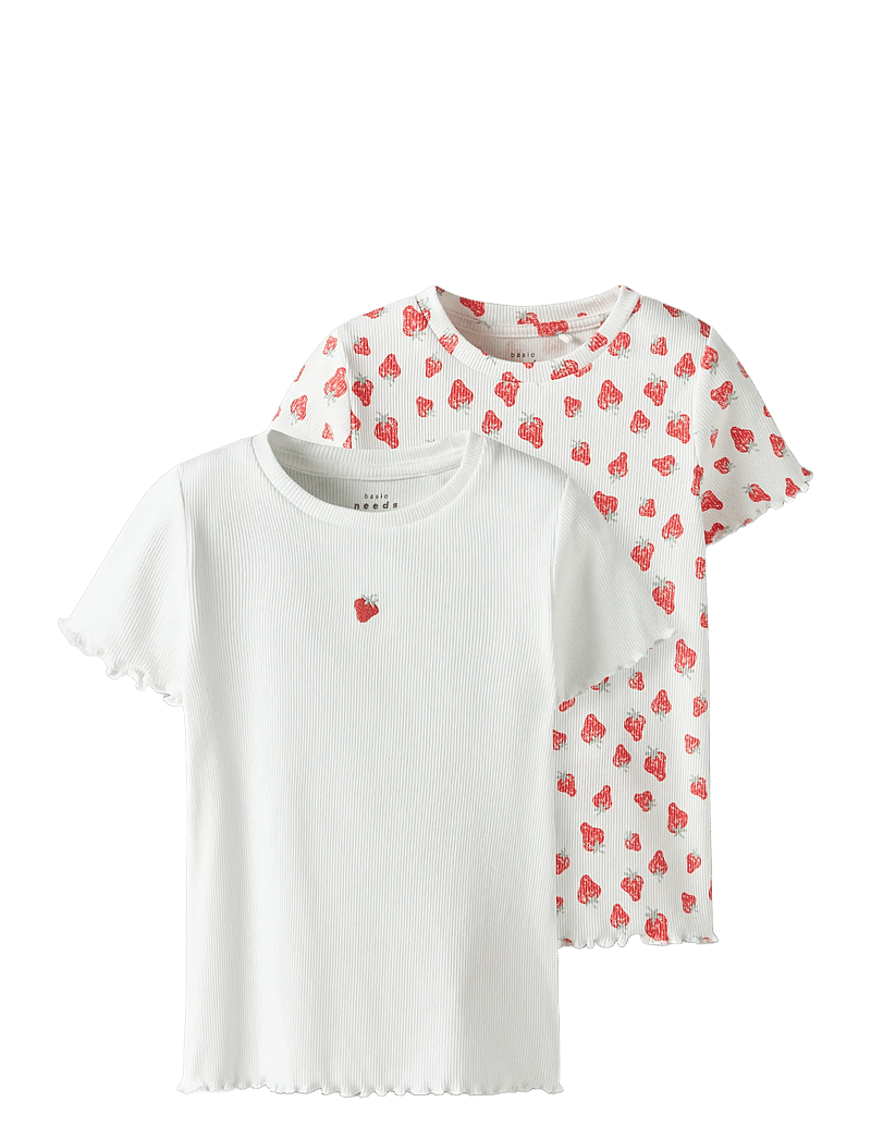 name it - NMFVEMMA 2P AOP SS SLIM TOP - lühikeste varrukatega t-särgid - bright white - 0