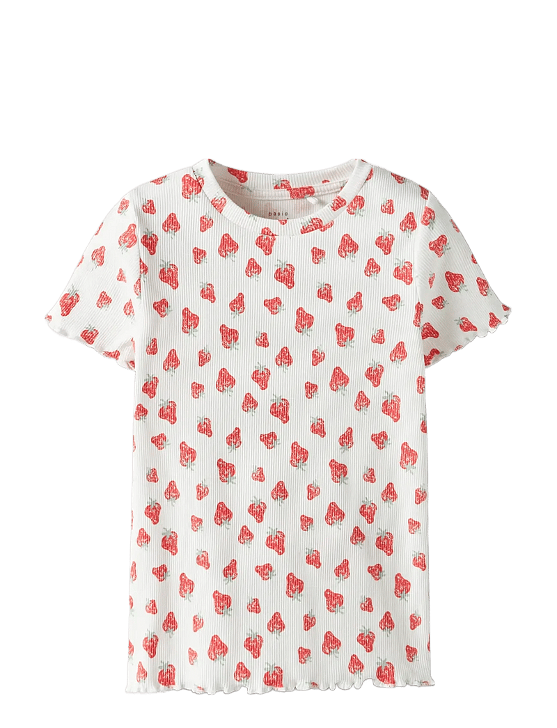 name it - NMFVEMMA 2P AOP SS SLIM TOP - lühikeste varrukatega t-särgid - bright white - 1