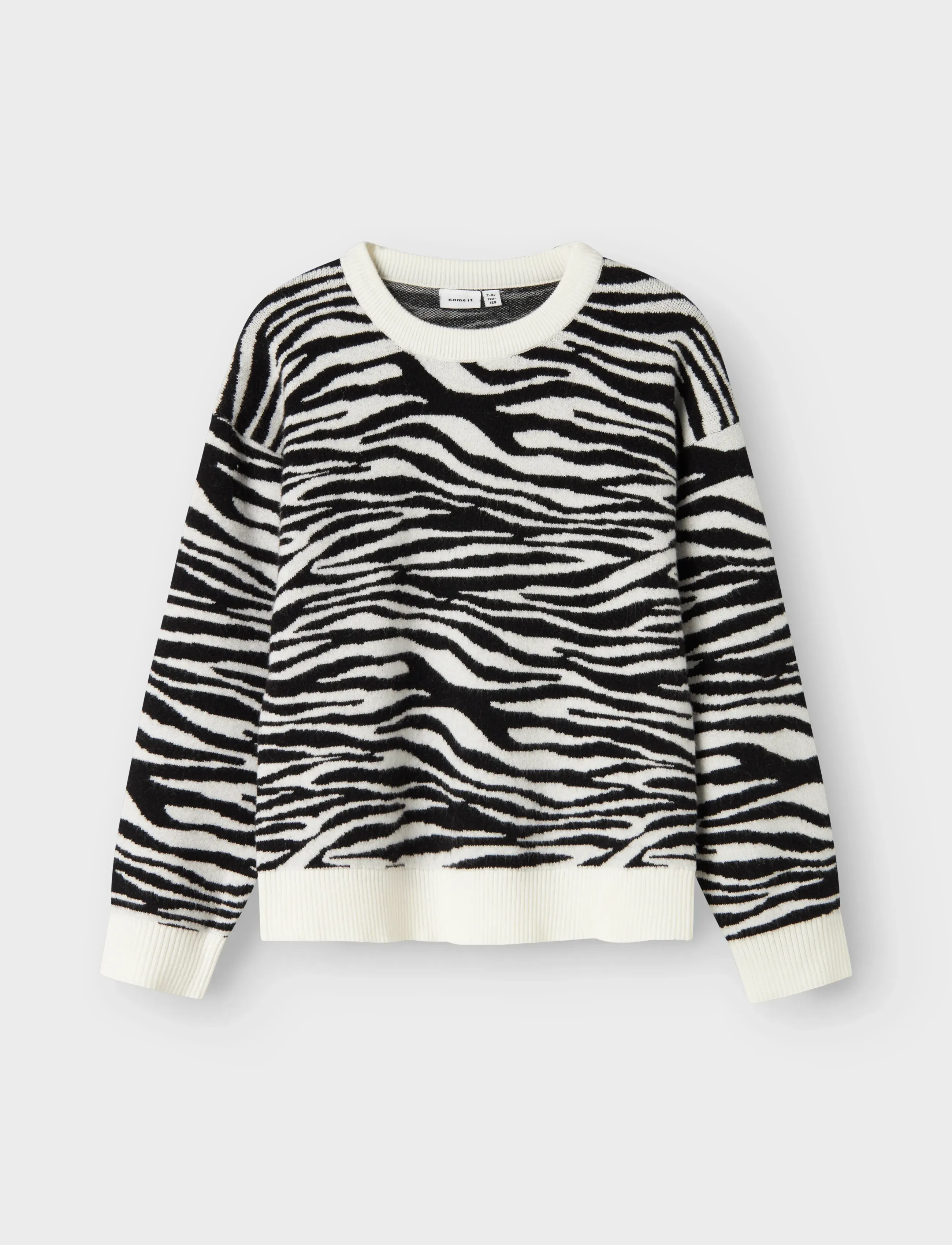 name it Nkforkide Ls Knit Box, 122-128, Black, Strik > Pullovere, Børn