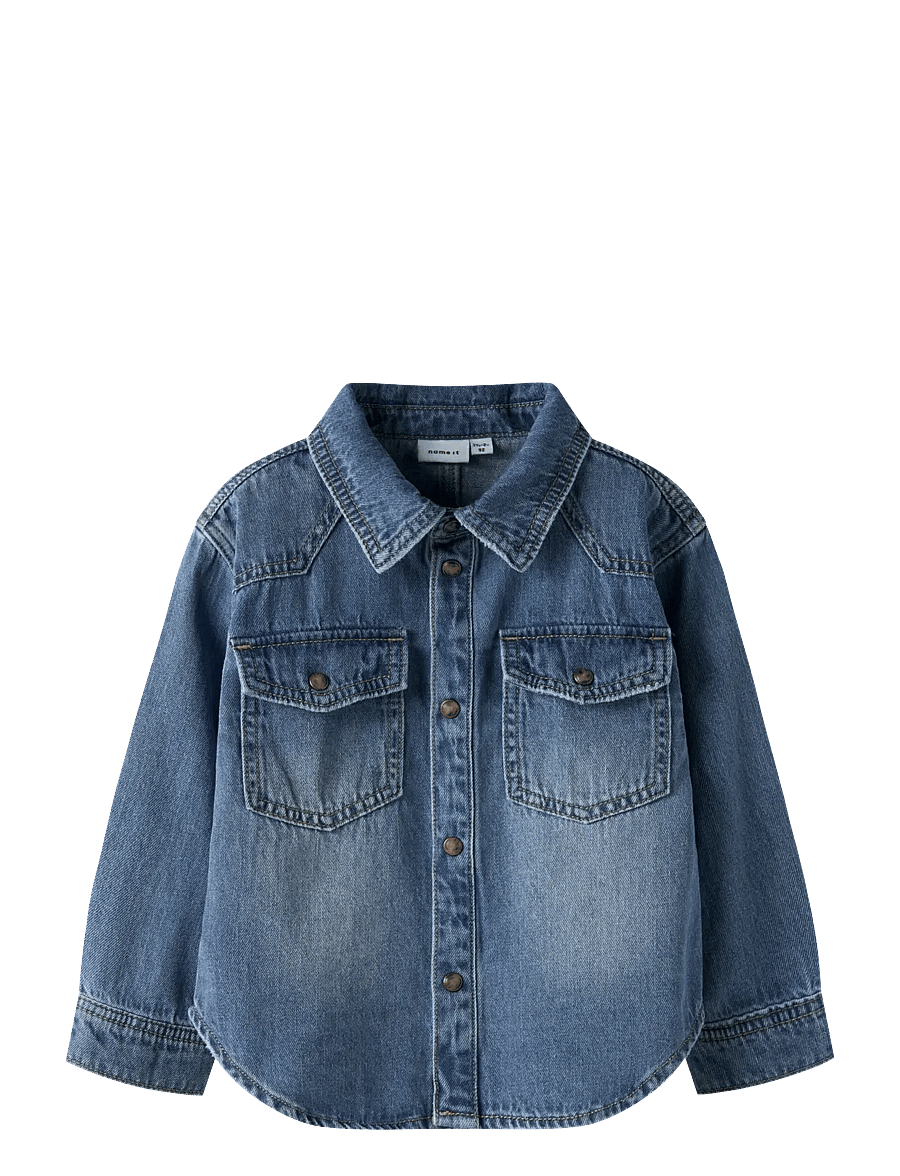 name it - NMMBLUE OZ DNM LS SHIRT 6677-OZ B - långärmade skjortor - medium blue denim - 1