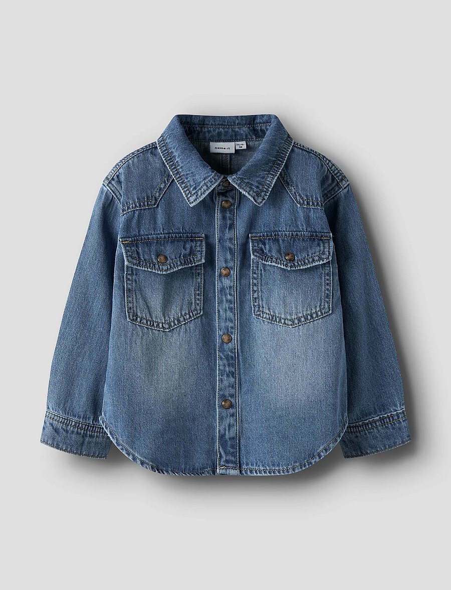 name it - NMMBLUE OZ DNM LS SHIRT 6677-OZ B - langärmlige hemden - medium blue denim - 0