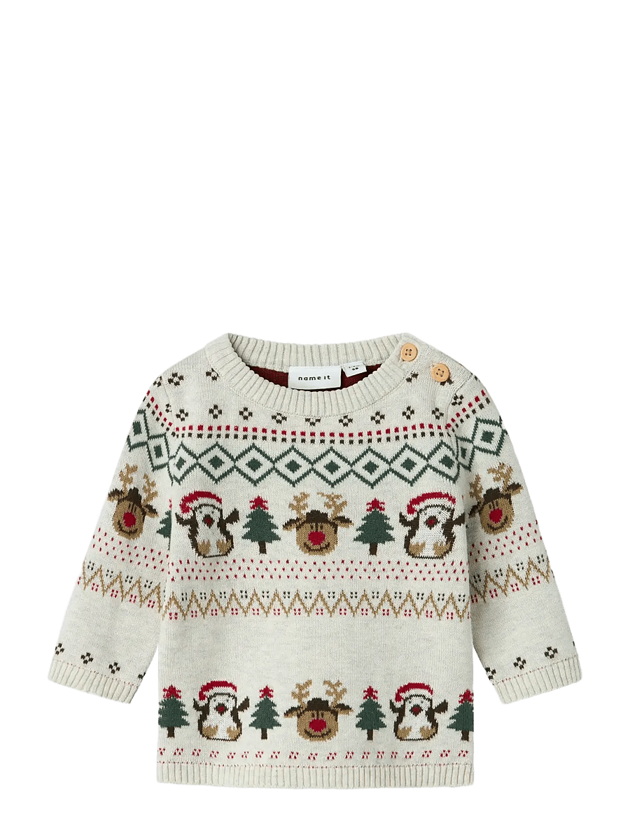 name it - NBNRALKO LS KNIT - stickade tröjor - peyote melange - 1
