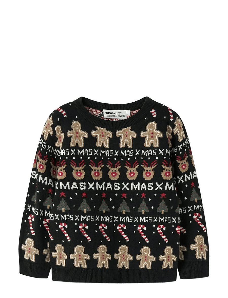 name it - NMMRASKO LS KNIT BOX - pullover - black - 1