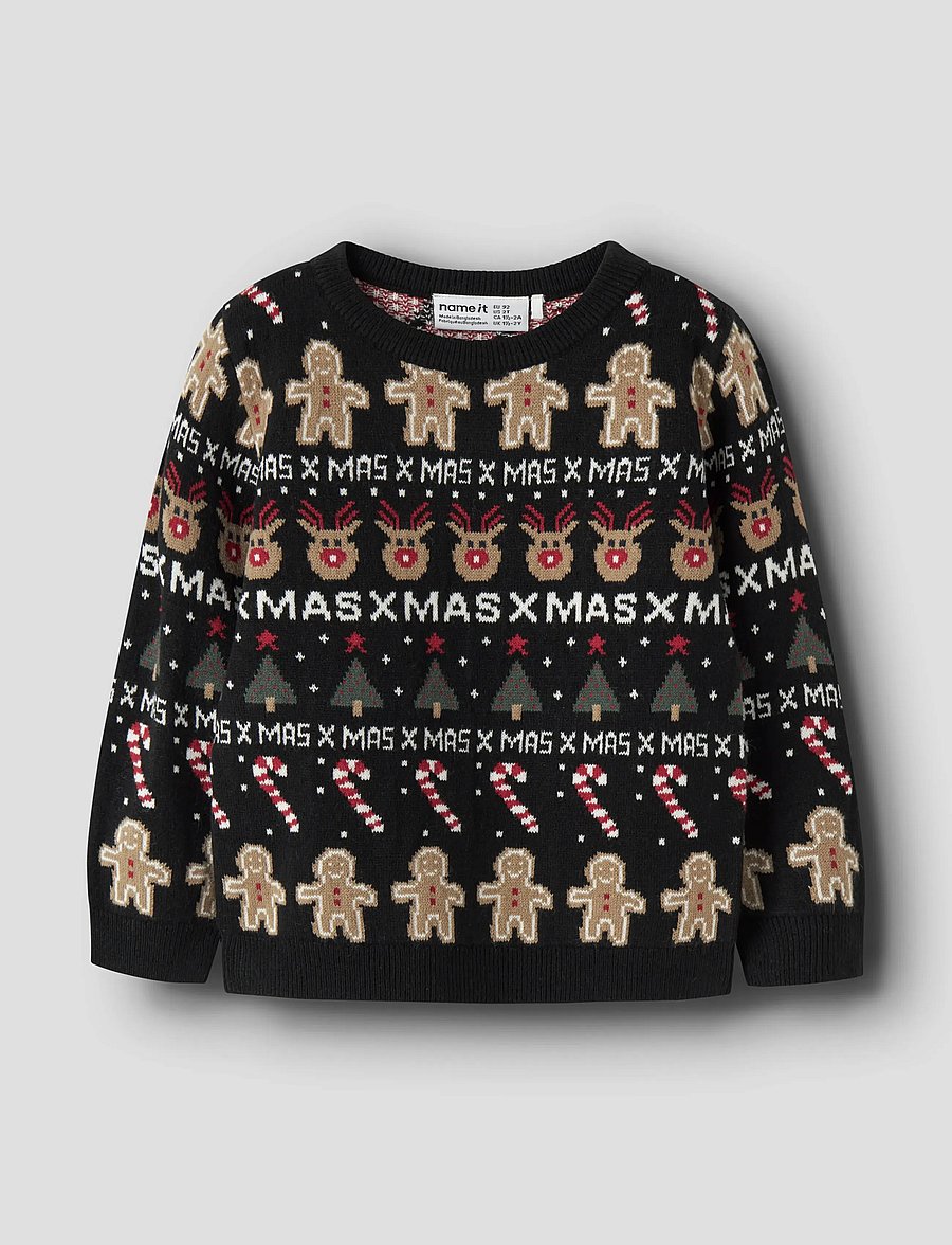name it - NMMRASKO LS KNIT BOX - pullover - black - 0