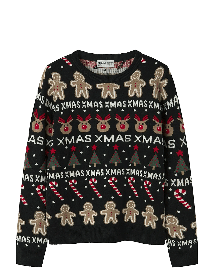 name it - NKNRASKO LS KNIT BOX - trøjer - black - 1