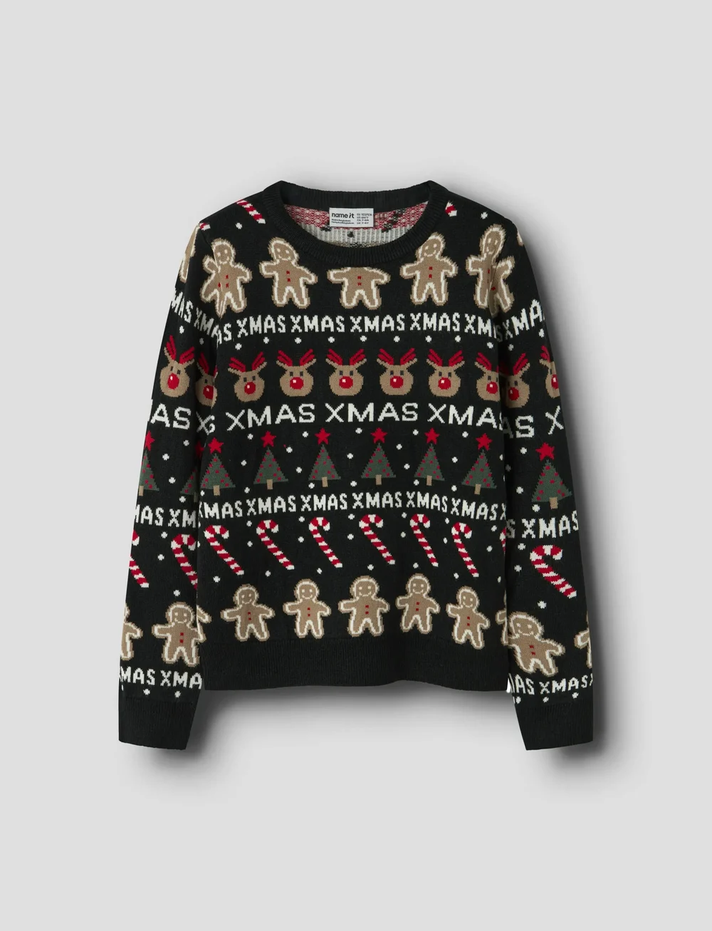 name it - NKNRASKO LS KNIT BOX - stickade tröjor - black - 4