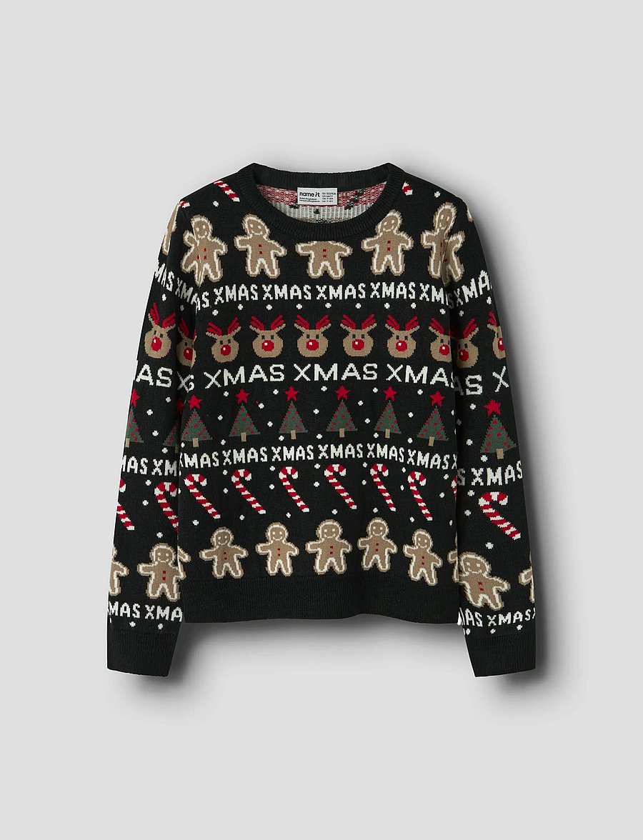 name it - NKNRASKO LS KNIT BOX - trøjer - black - 4