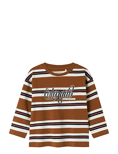 name it NMMOSKAR LS RLX TOP BOX - Pikkade varrukatega T-särgid - CLOUD DANCER / brown