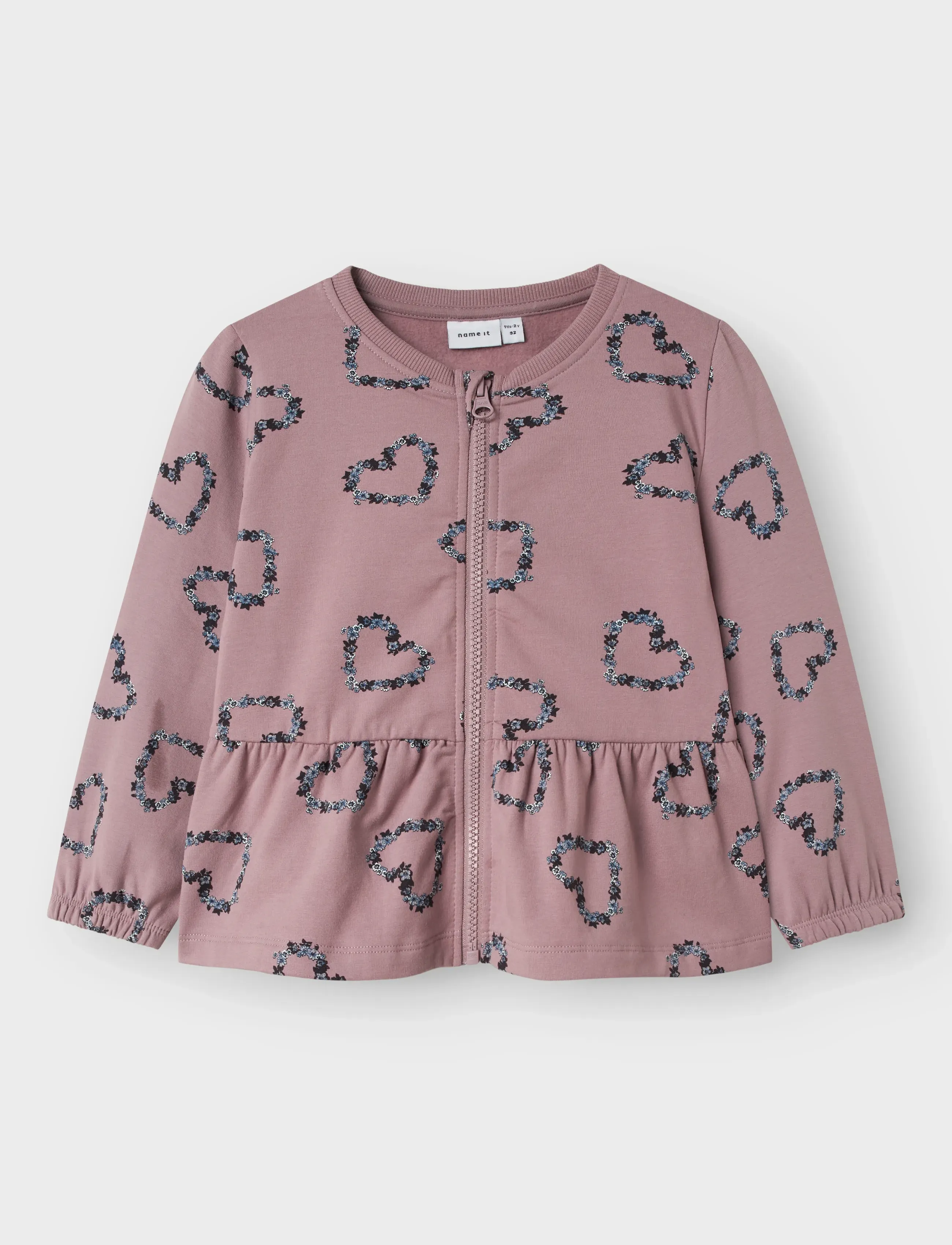 name it Nmfolukria Ls Sweat Cardigan Bru, Børn, Peplum Lynlås Cardigan, Pink, Str: 98