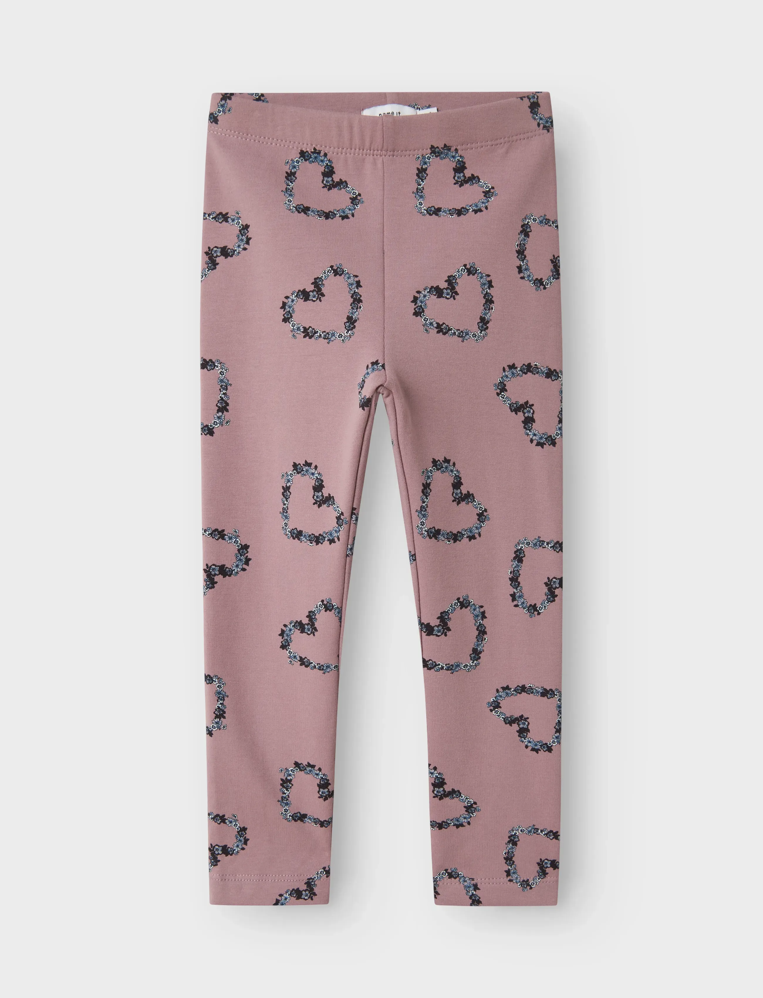 name it Nmfolukria Sweat Legging Bru, Børn, Hjerteprint Leggings, Pink, Str: 92