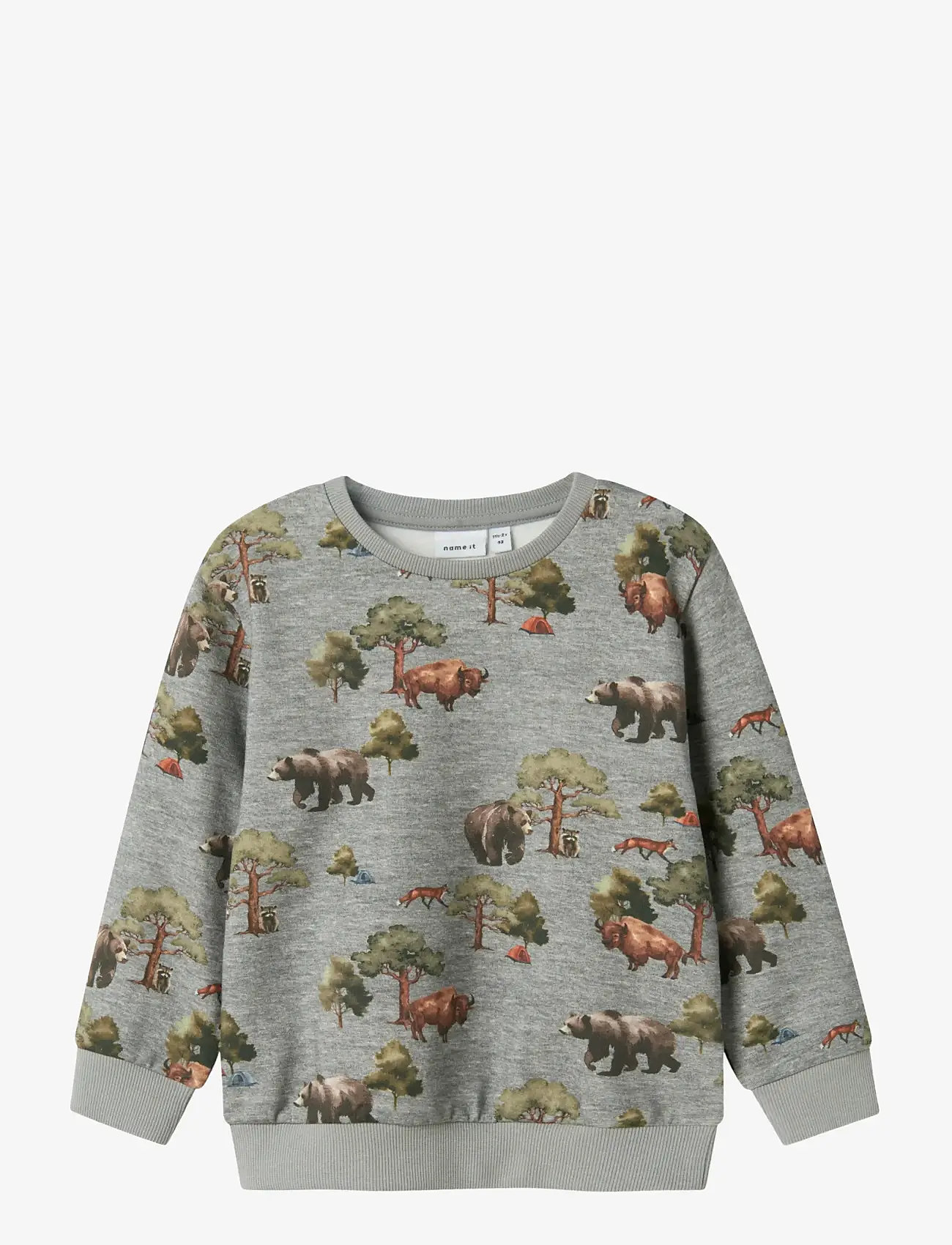 name it - NMMOLIN LS NREG SWEAT BRU BOX - sweatshirts - grey melange - 1