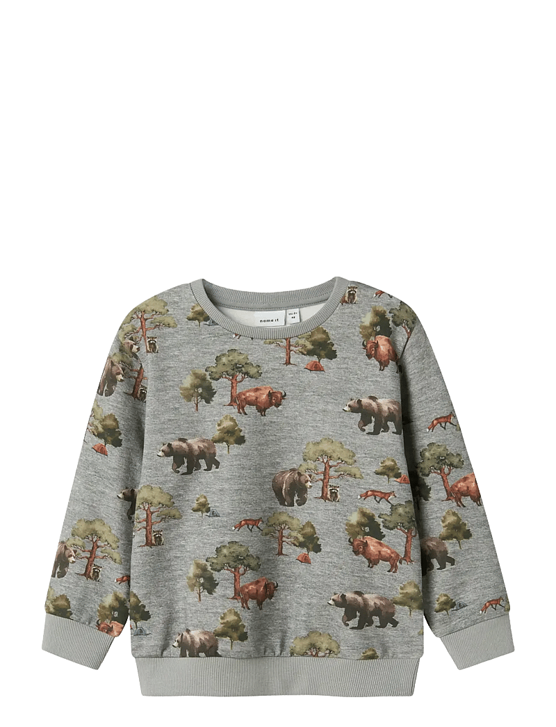 name it - NMMOLIN LS NREG SWEAT BRU BOX - sweatshirts - grey melange - 1