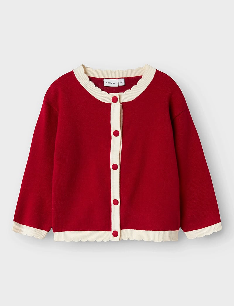 name it - NMFRALBO LS KNIT CARD - cardigans - jester red - 0