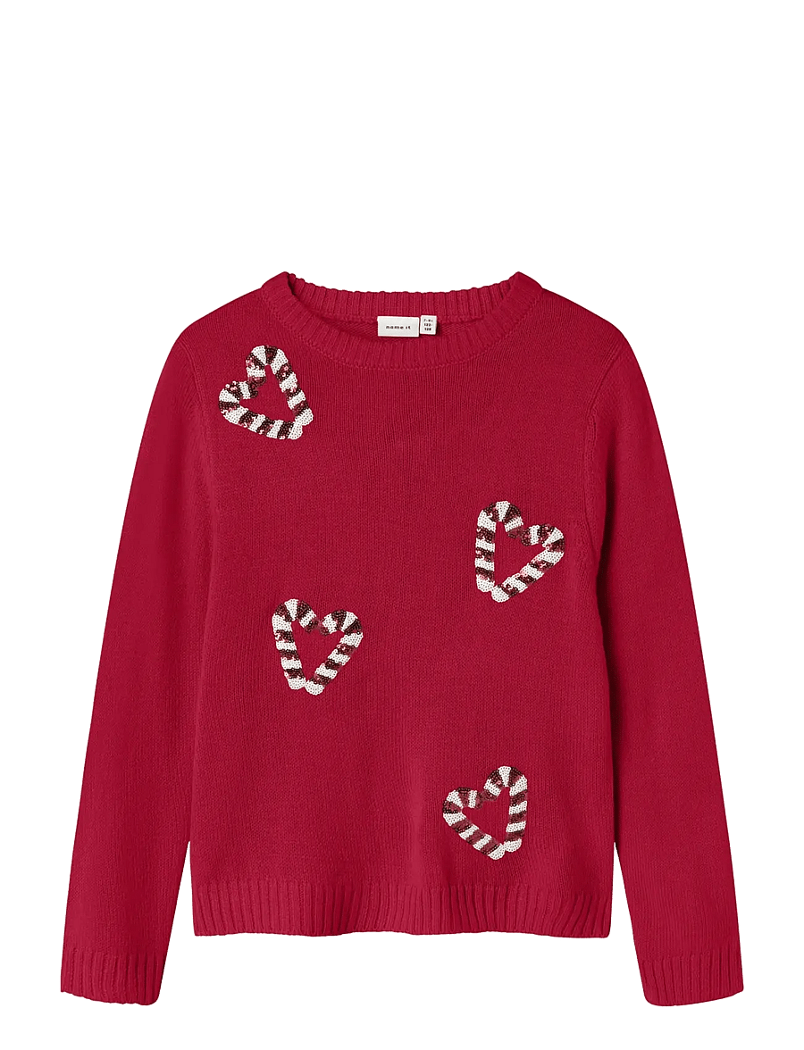 name it - NKFRAJUL LS LOOSE KNIT - pullover - jester red - 1
