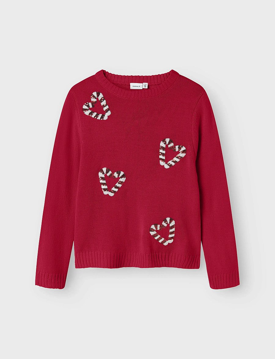 name it - NKFRAJUL LS LOOSE KNIT - pullover - jester red - 0