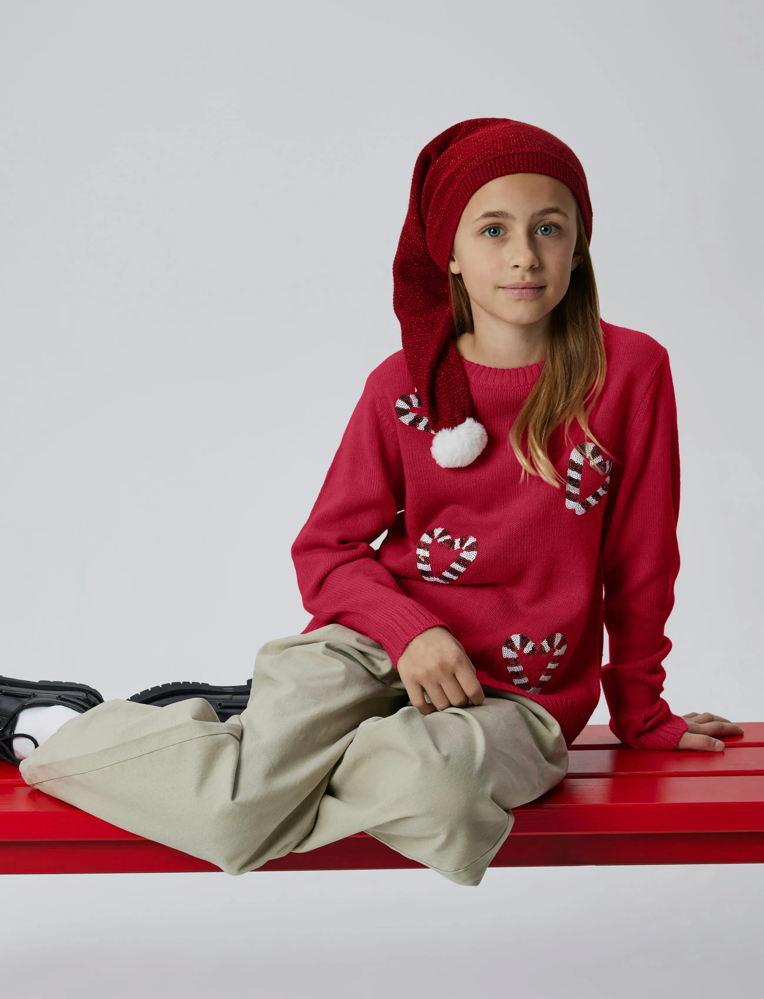 name it - NKFRAJUL LS LOOSE KNIT - pullover - jester red - 4