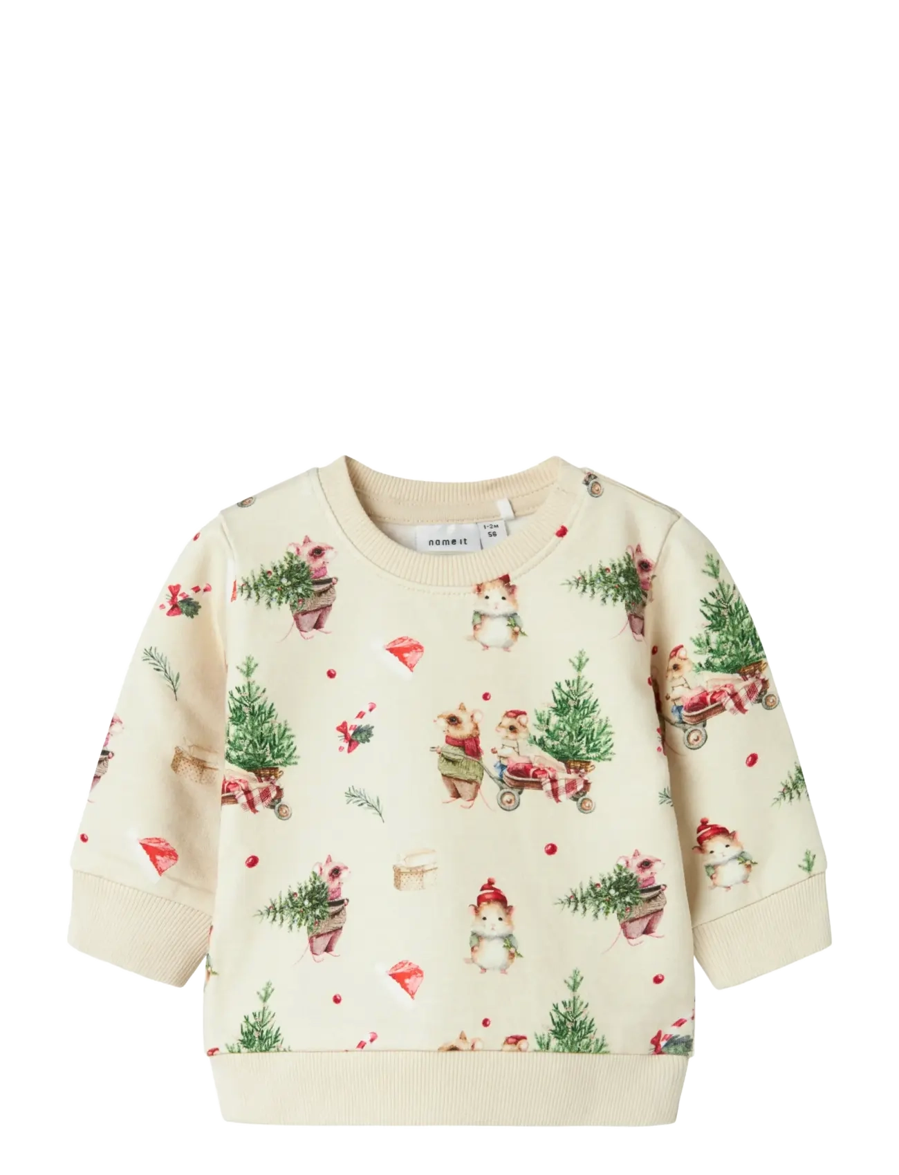 name it NBNRENU LS SWEAT BRU - Kläder - PEYOTE MELANGE / cream