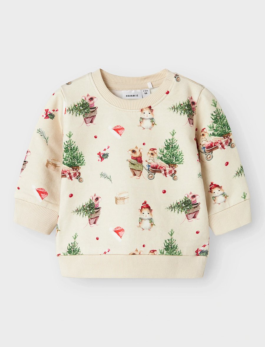 name it - NBNRENU LS SWEAT BRU - dressipluusid - peyote melange - 0
