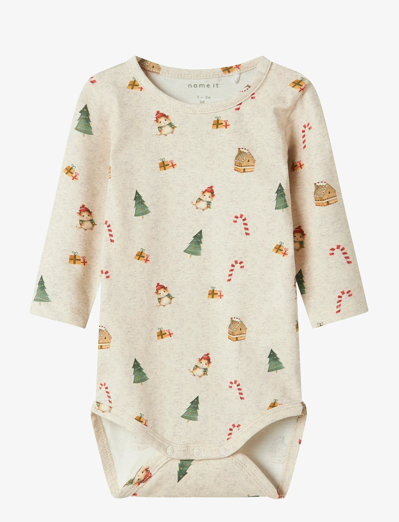 name it - NBNROCCAS LS BODY - långärmade bodies - peyote melange - 0