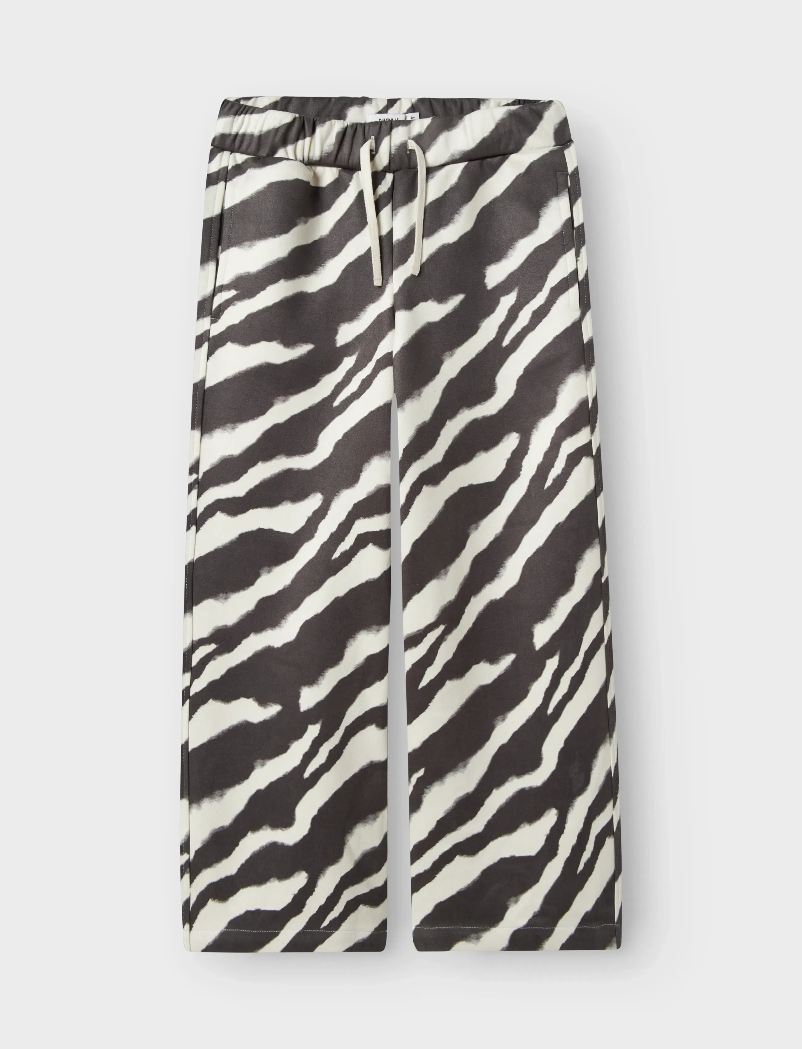 name it Nkfofelias Wide Pant, Børn, Zebraprint Wide Leg Bukser, Sort, Str: 134