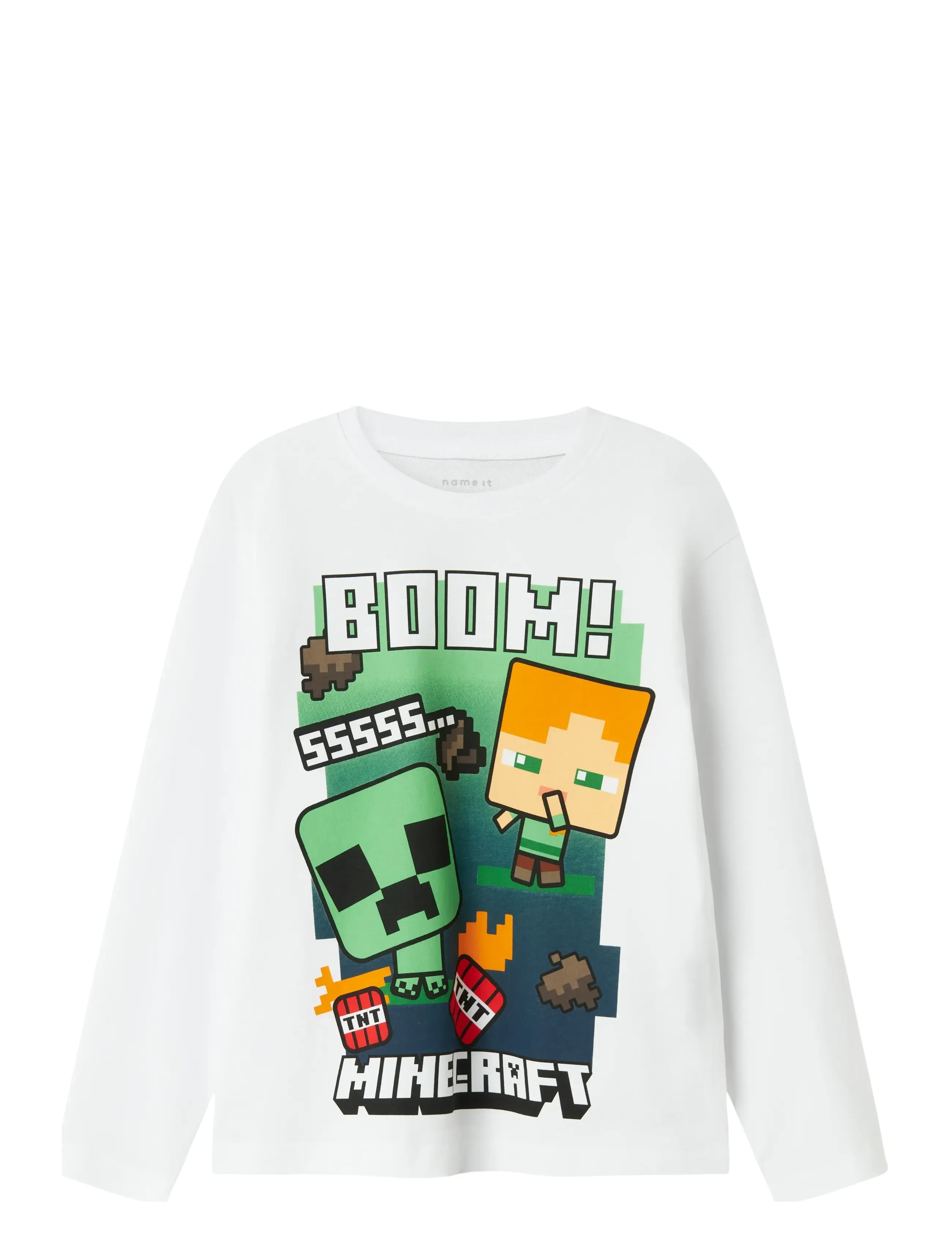NAME IT Nkmac Minecraft Ls Nreg Oberteil Box Noos Bfu Weiß - 116 - Kinder
