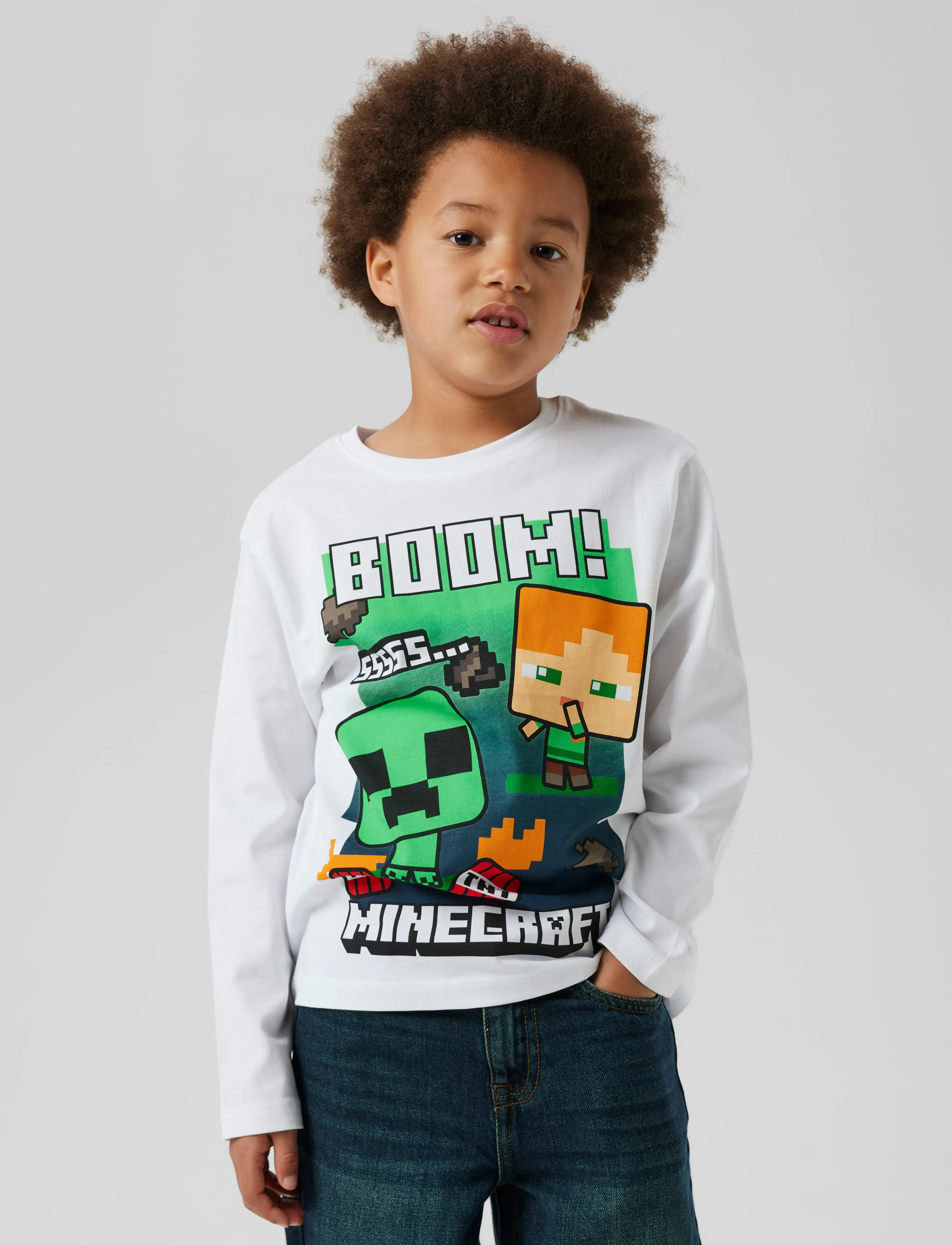 name it - NKMAC MINECRAFT LS NREG TOP BOX NOOS BFU - pikkade varrukatega t-särgid - bright white - 0