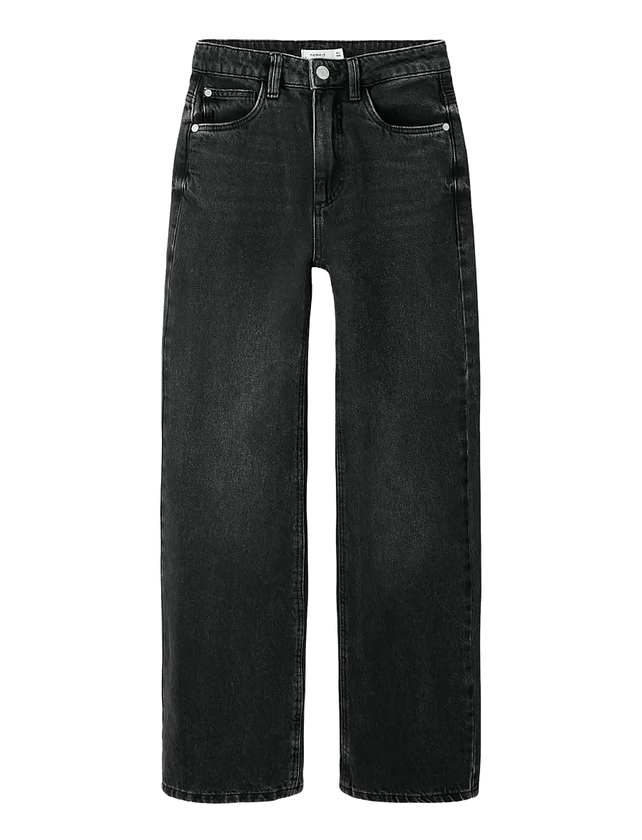 name it - NKFROSE STRAIGHT HW JEANS 9222-RM NOOS - regular piegriezuma džinsa bikses - black denim - 1