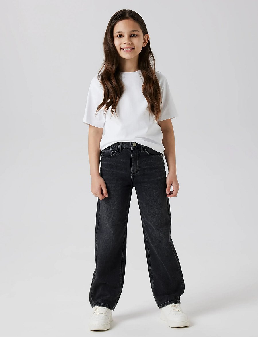 name it - NKFROSE STRAIGHT HW JEANS 9222-RM NOOS - regular piegriezuma džinsa bikses - black denim - 3