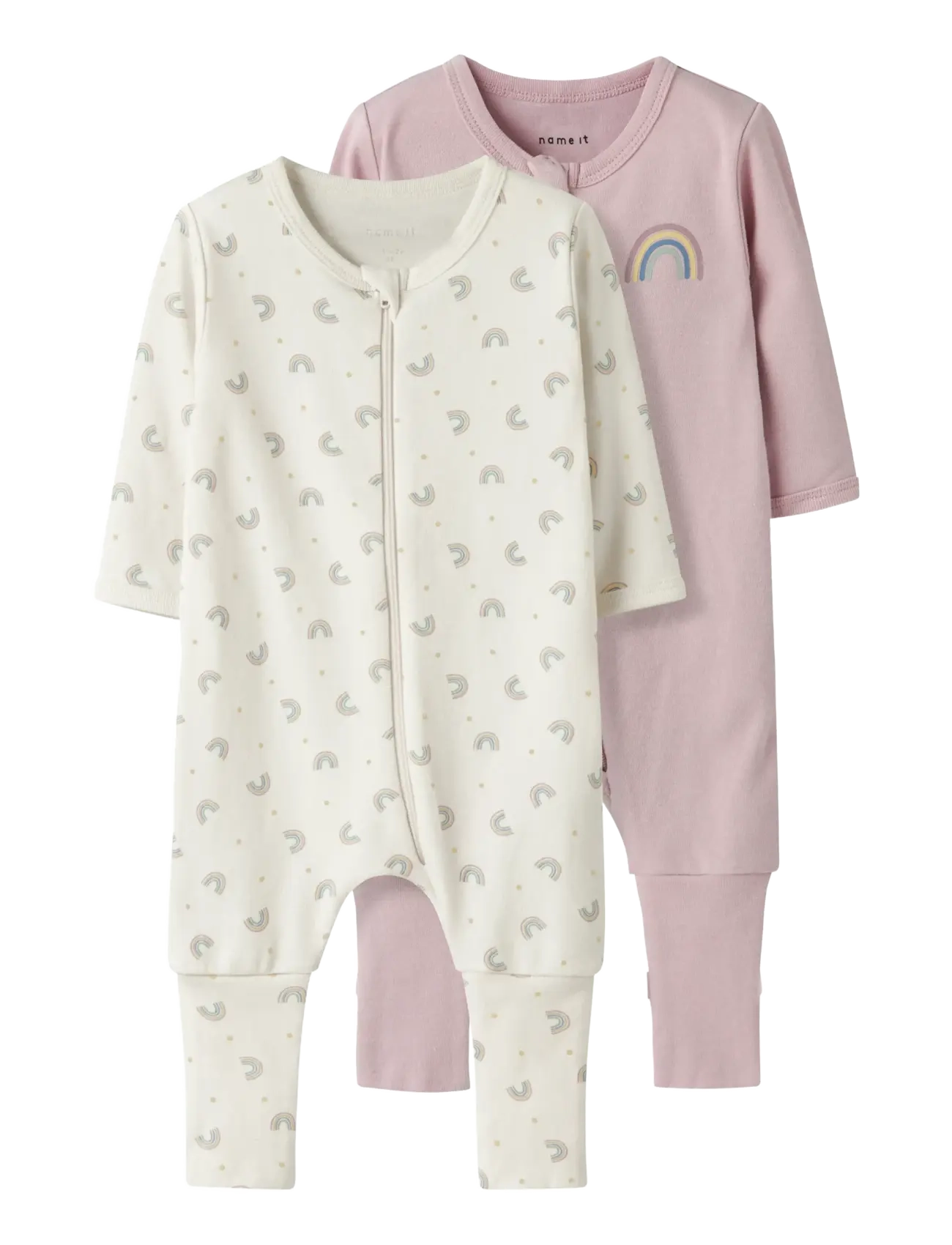 name it Nbfnightsuit 2P Zip Ff Jet Rainbow Noos, 92, Pink, Pyjamas > Pyjamas Onesie, Børn