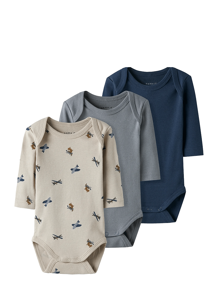name it - NBMBODY 3P LS AIRPLANE NOOS - rompers in multipack - peyote - 1