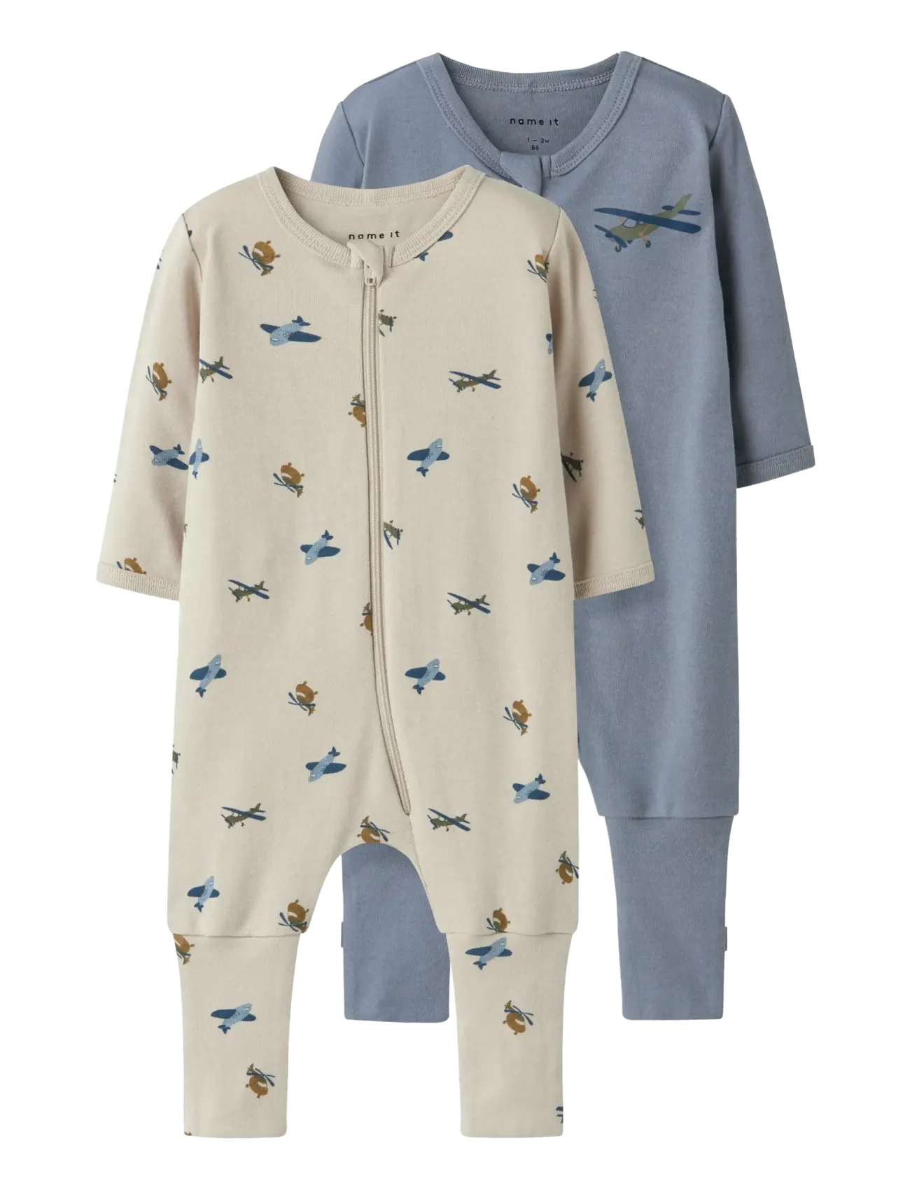 name it NBMNIGHTSUIT 2P ZIP FF AIRPLANE NOOS - 4 for 3 - PEYOTE / blue