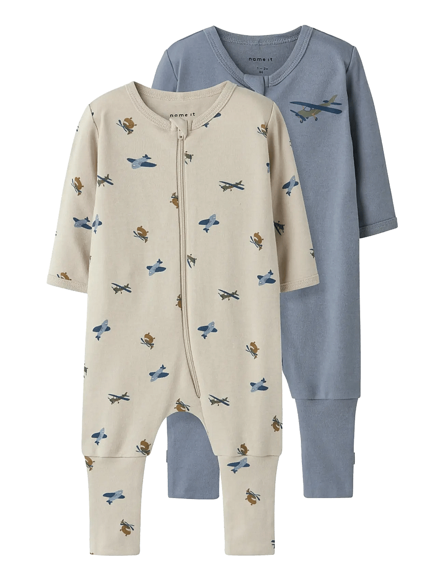 name it - NBMNIGHTSUIT 2P ZIP FF AIRPLANE NOOS - slaapoveralls - peyote - 1