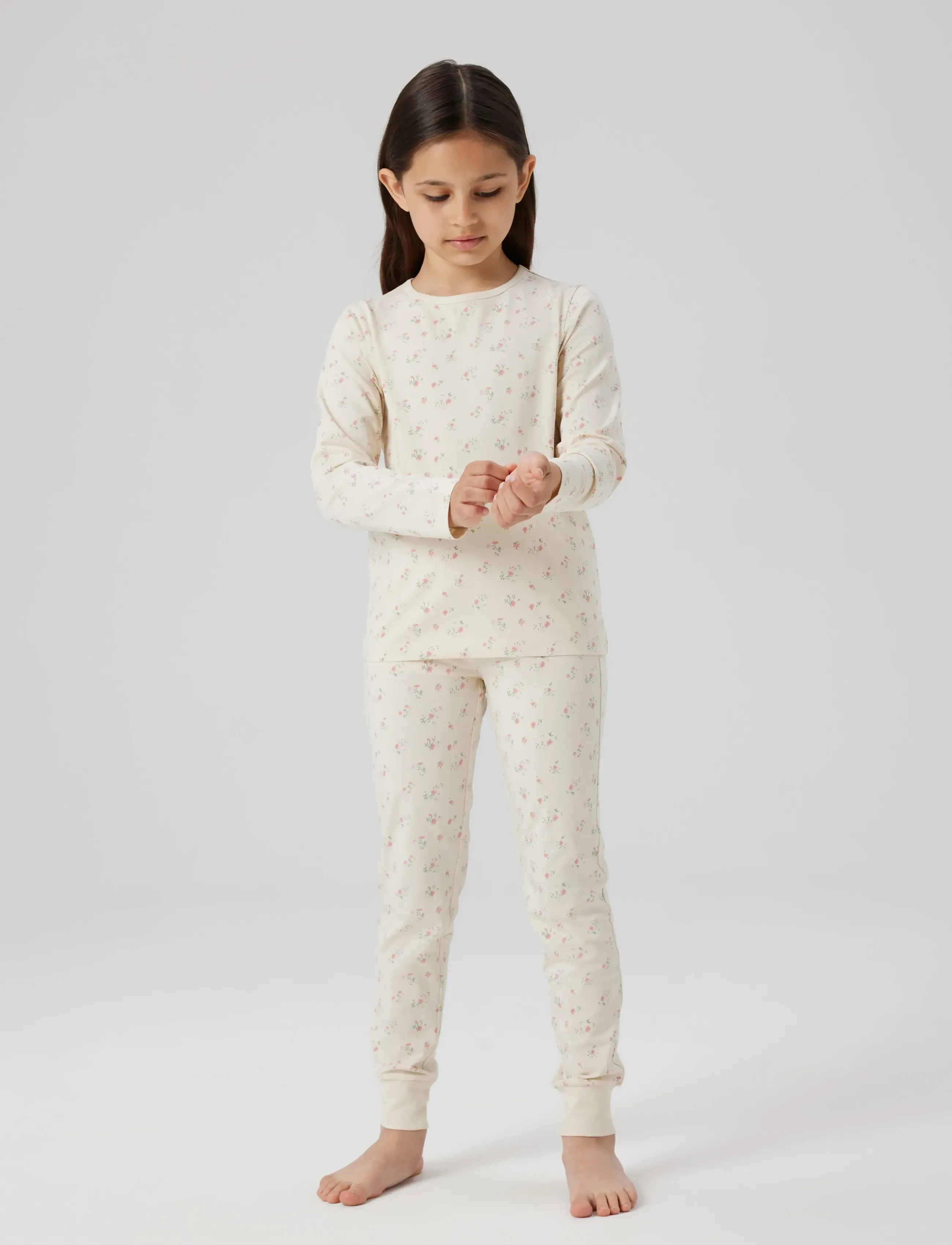 name it Nkfnightset Flower Noos, Børn, Natsæt, Cream, Str: 158-164