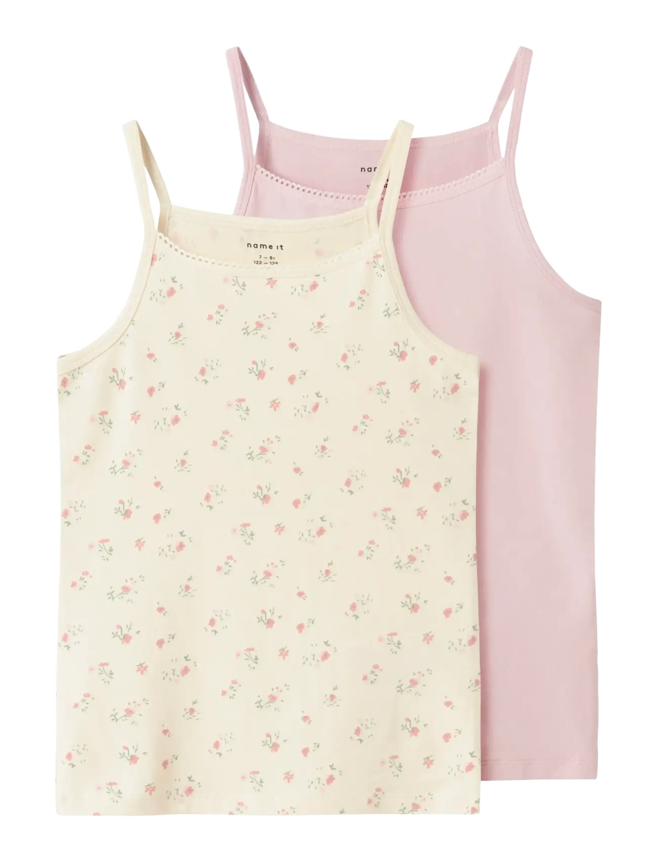 name it - NKFSTRAP TOP 2P FLOWER NOOS - tanktops - turtledove - 0