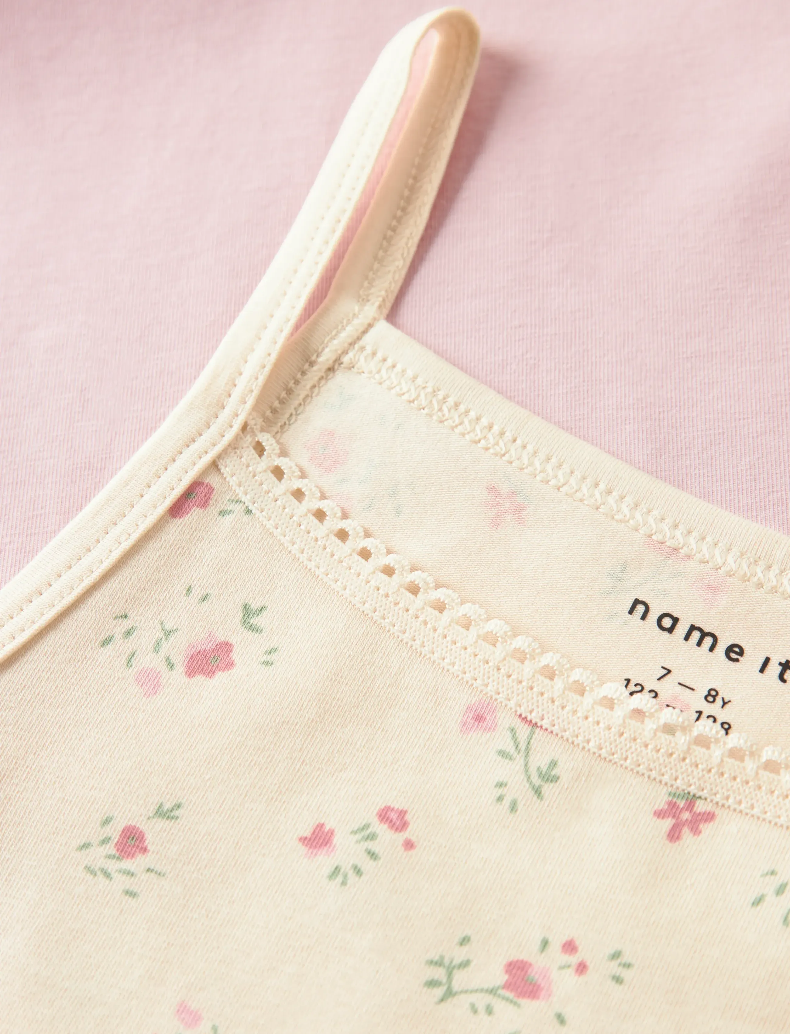 name it - NKFSTRAP TOP 2P FLOWER NOOS - tanktops - turtledove - 3