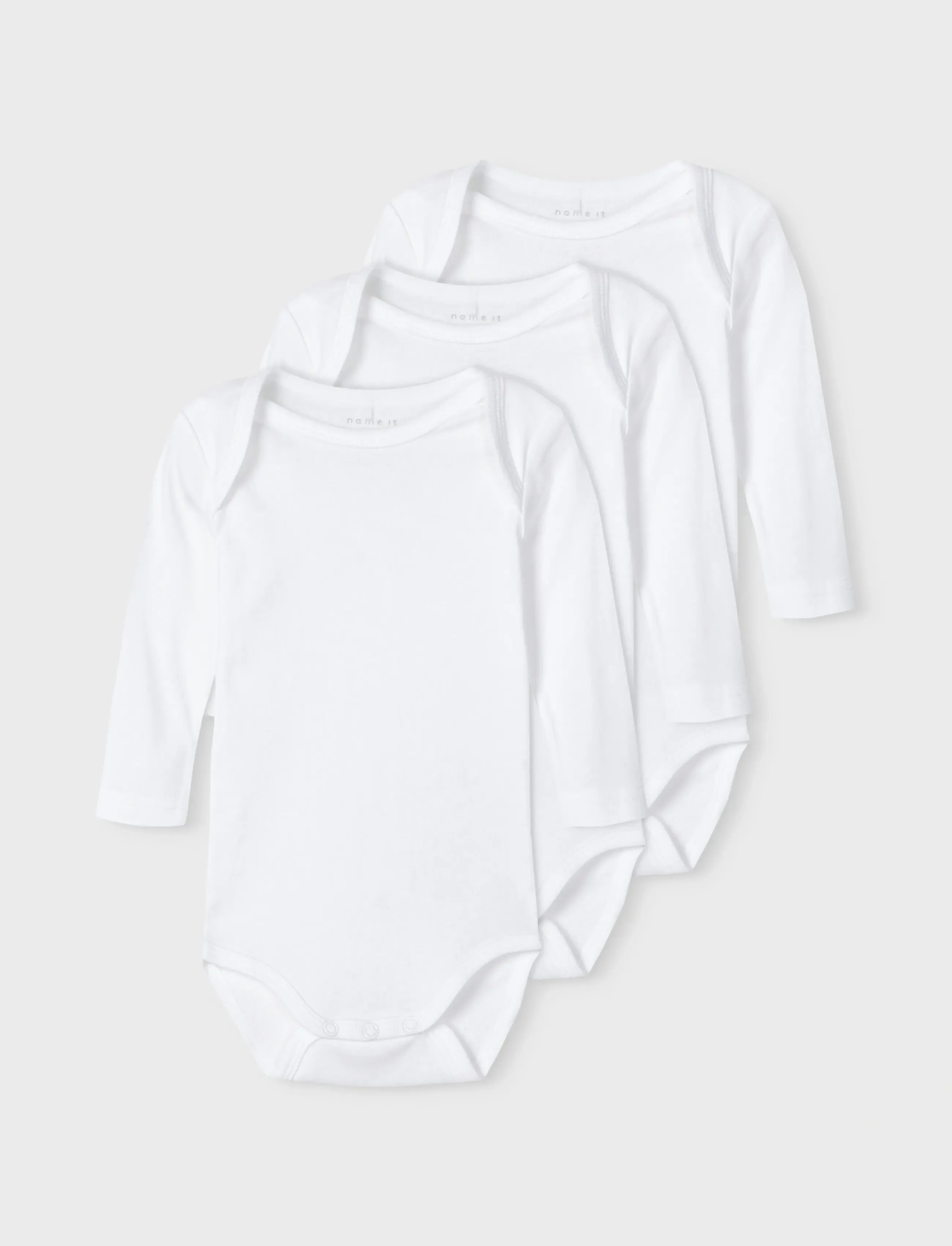 name it - NBNBODY 3P LS SOLID NOOS - long-sleeved - bright white - 2
