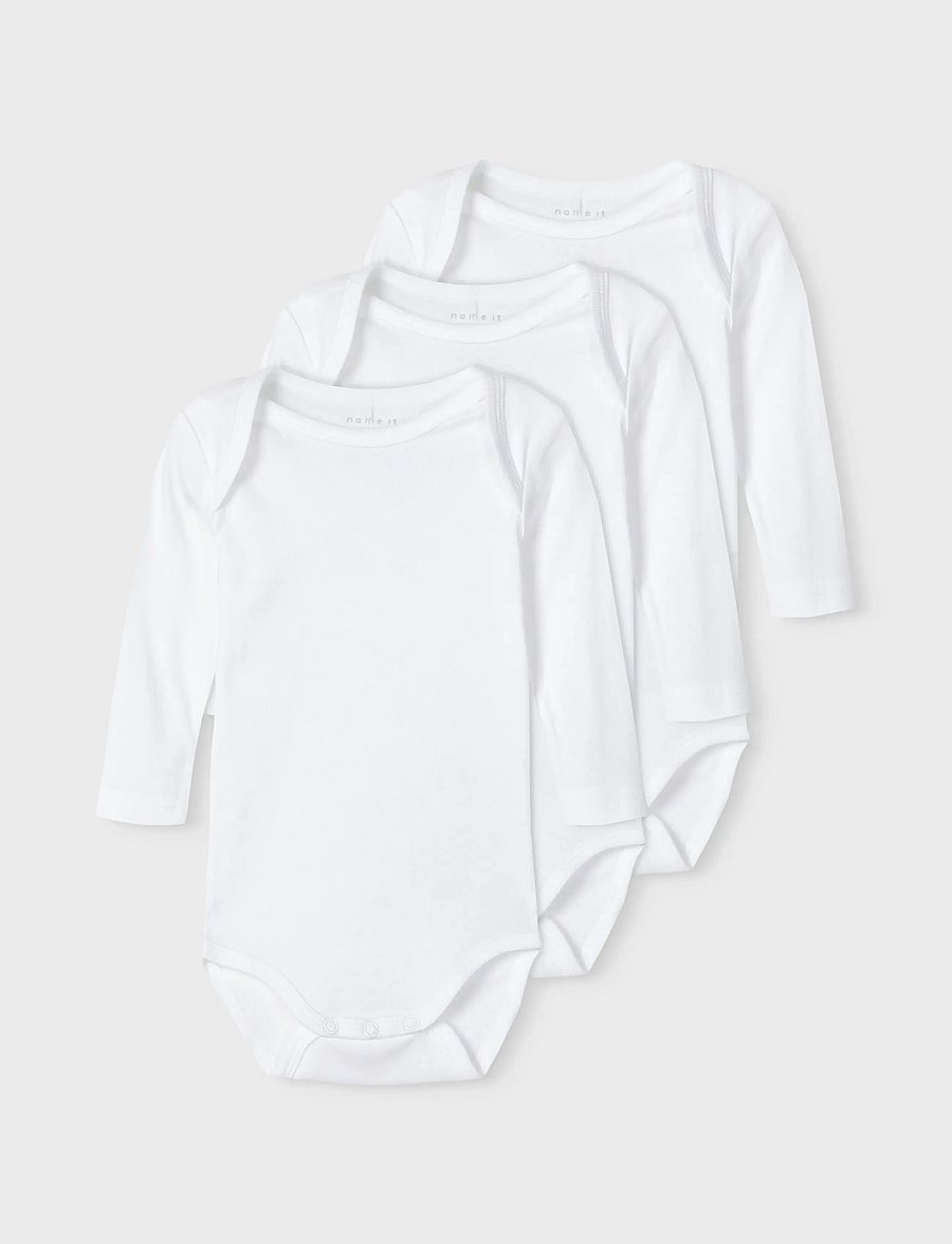 name it - NBNBODY 3P LS SOLID NOOS - bodide multipakk - bright white - 2
