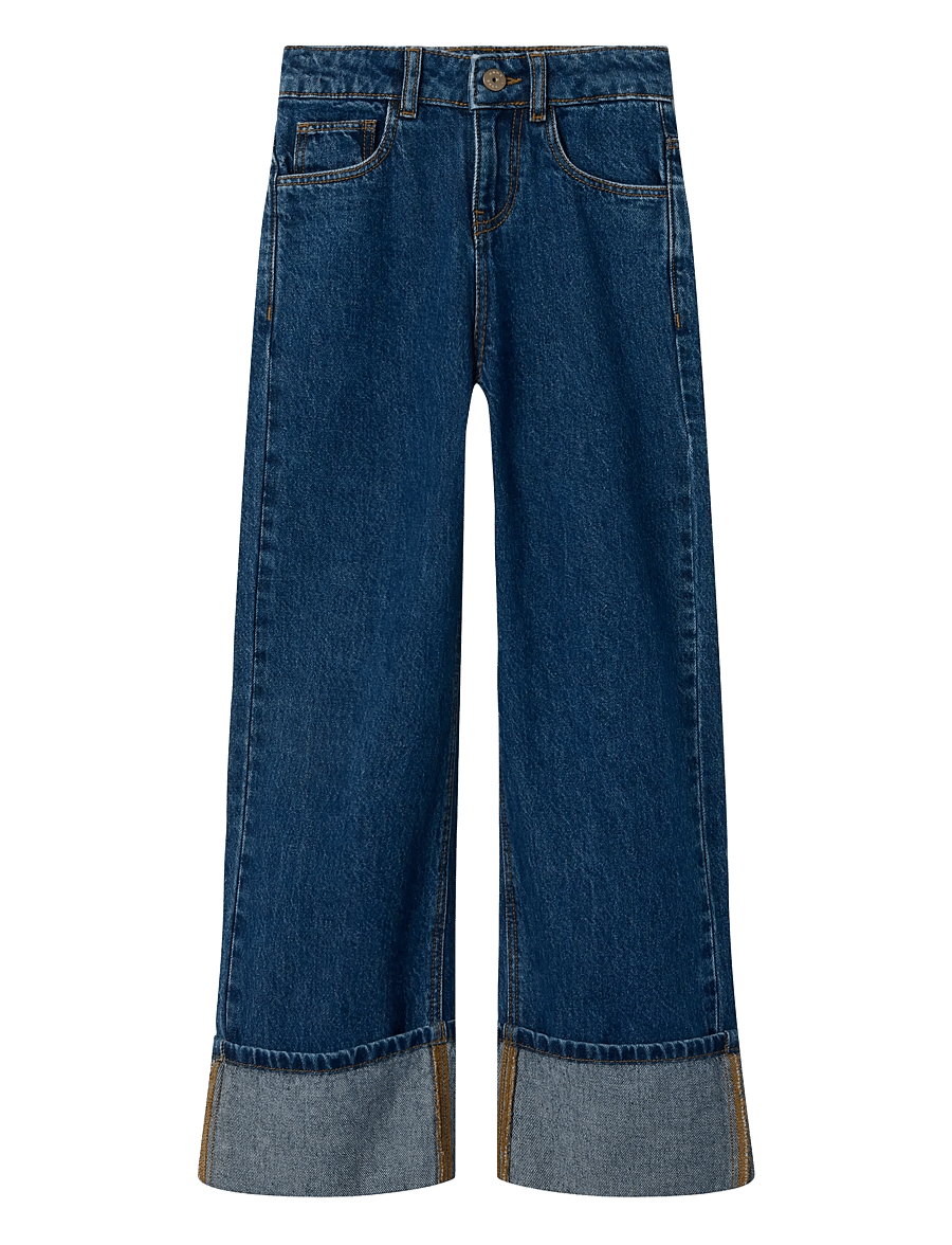 name it - NKFROSE WIDE JEANS 1030-RM BTS - hosen mit weitem bein - dark blue denim - 1