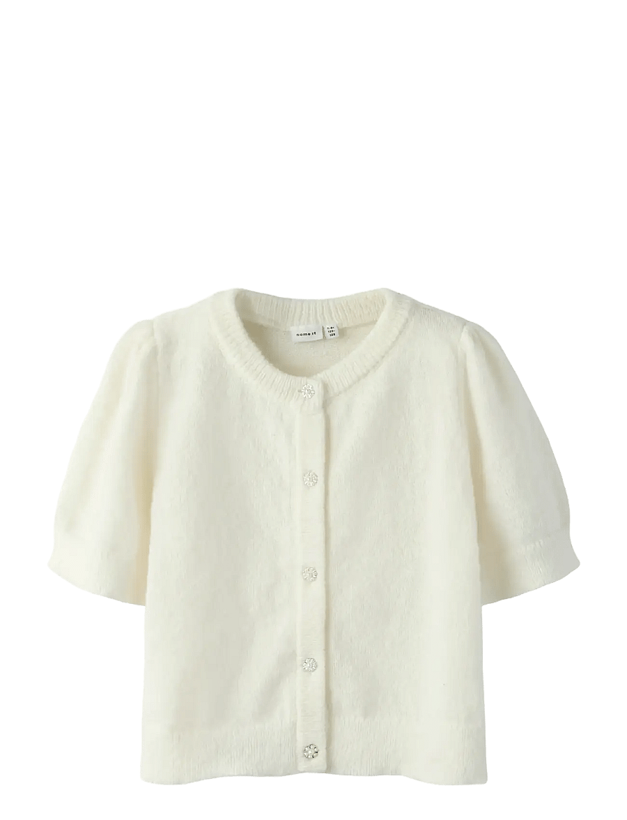 name it - NKFNABETH 2/4 SL KNIT CARD - cardigans - cloud dancer - 0