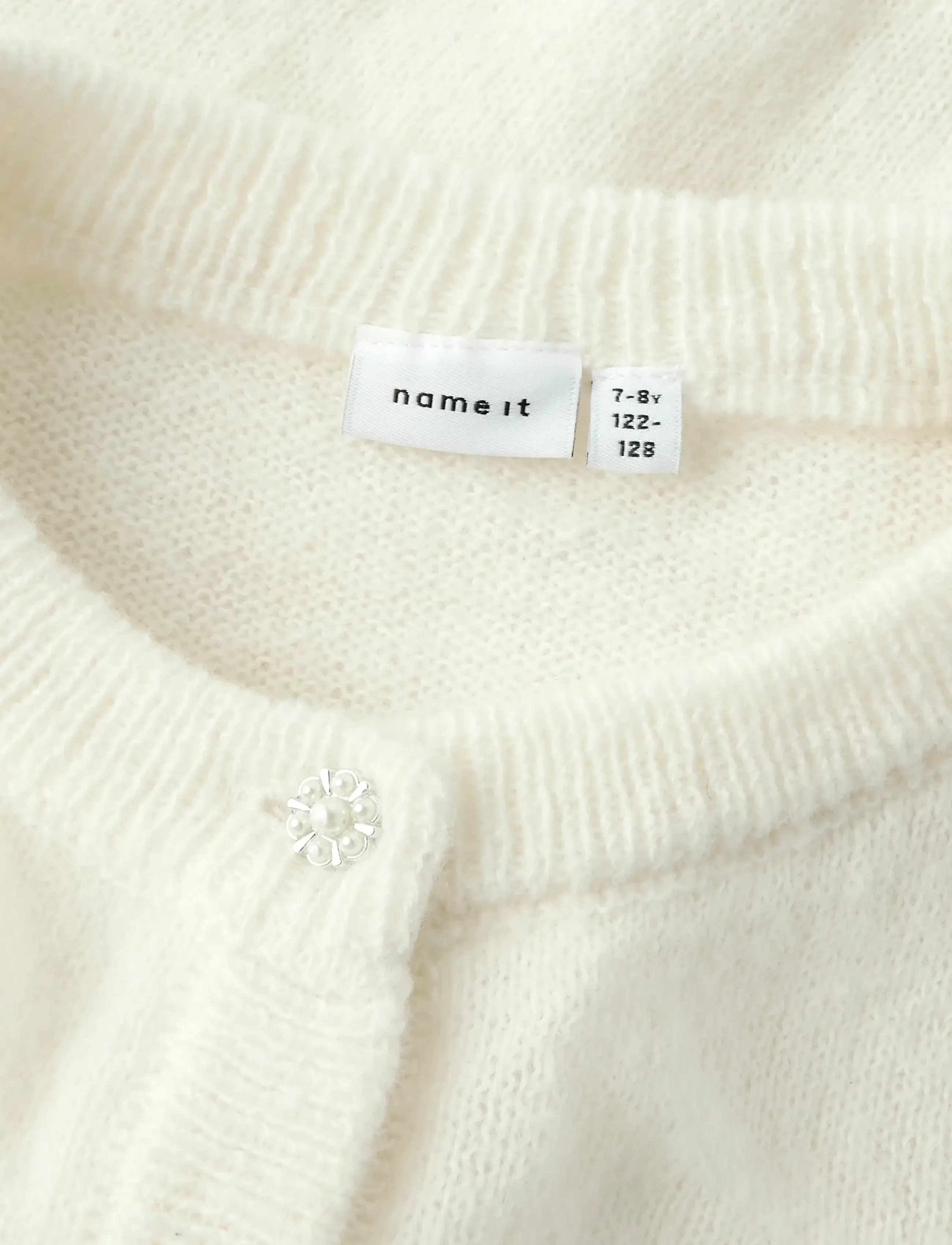 name it - NKFNABETH 2/4 SL KNIT CARD - hnepptar peysur - cloud dancer - 2