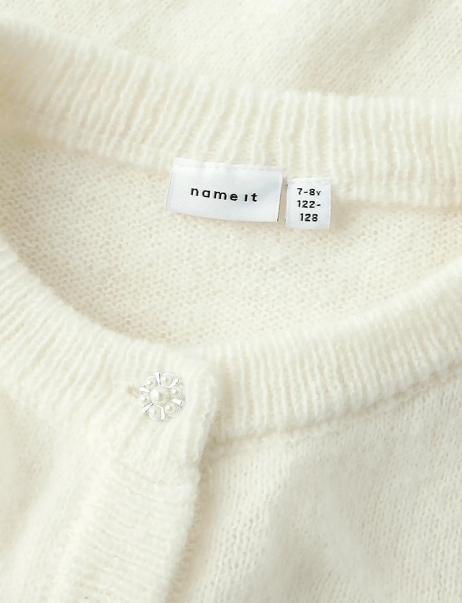 name it - NKFNABETH 2/4 SL KNIT CARD - cardigans - cloud dancer - 2
