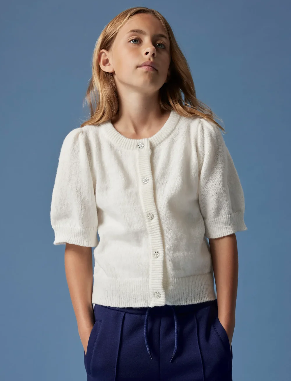 name it - NKFNABETH 2/4 SL KNIT CARD - kardiganid - cloud dancer - 4