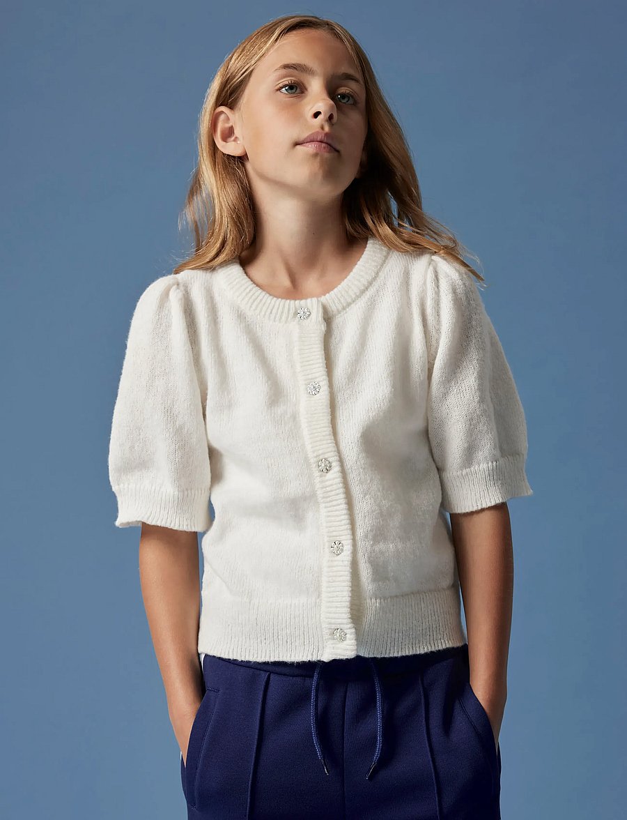 name it - NKFNABETH 2/4 SL KNIT CARD - cardigans - cloud dancer - 4