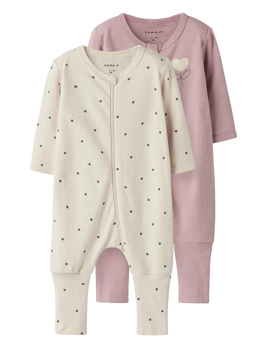 name it - NBFNIGHTSUIT 2P ZIP FF HEART NOOS - apģērbs gulēšanai - summer sand - 1
