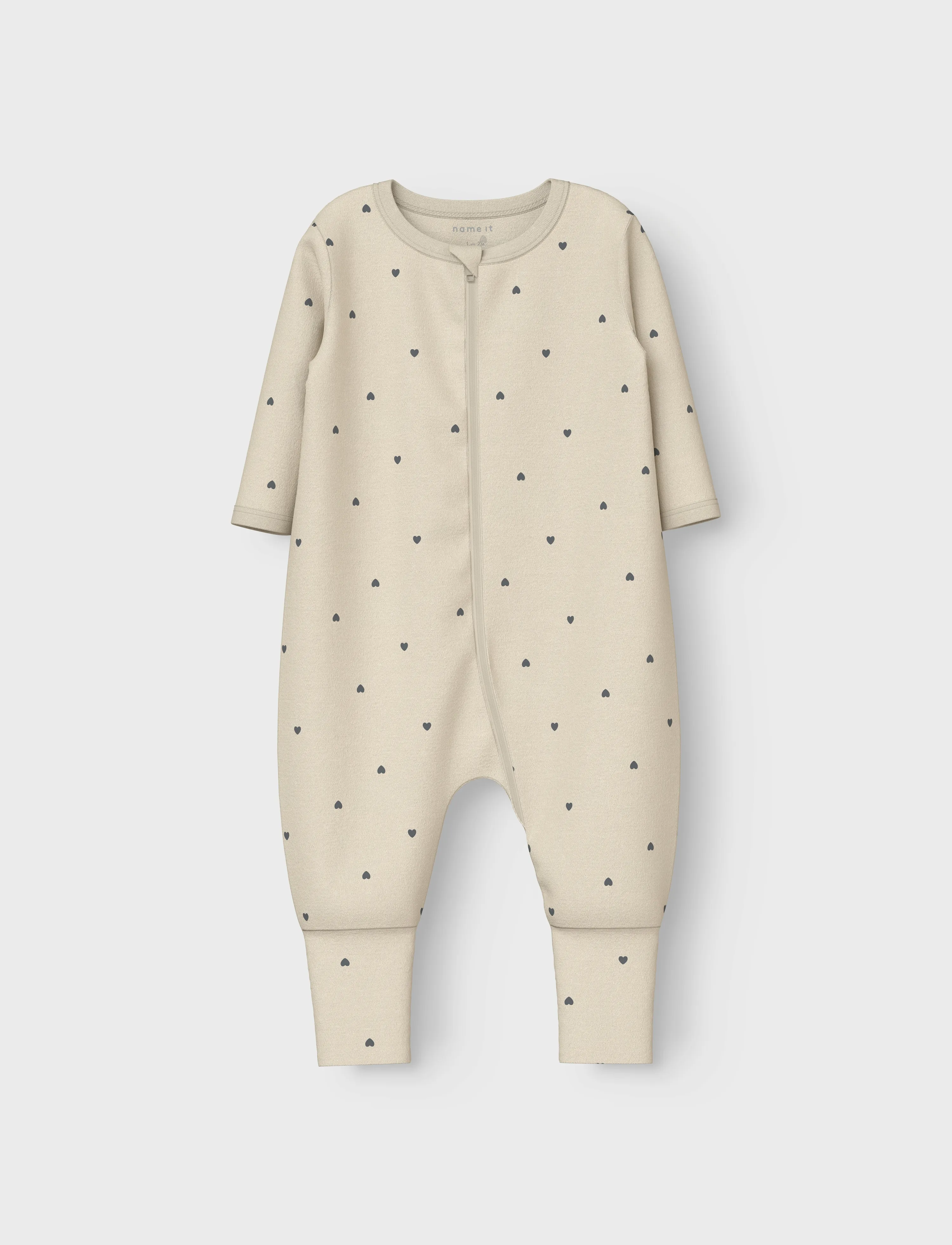 name it - NBFNIGHTSUIT 2P ZIP FF HEART NOOS - sleeping overalls - summer sand - 3