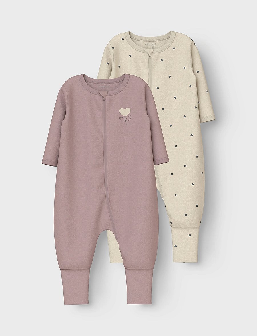 name it - NBFNIGHTSUIT 2P ZIP FF HEART NOOS - apģērbs gulēšanai - summer sand - 5